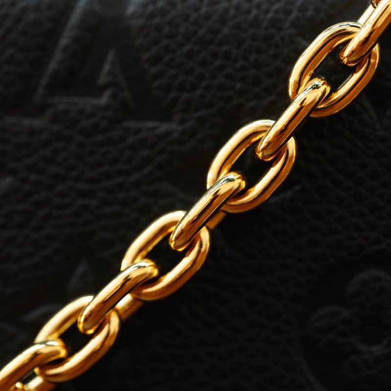 LouisVuitton/路易威登 黑牛皮壓紋Pochette Metis 郵差包鏈條斜背包 芯片款-15