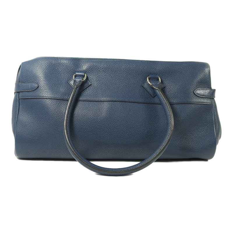HERMES Clemence皮革Atlas 42銀扣肩背袋Bleu Saphir-1