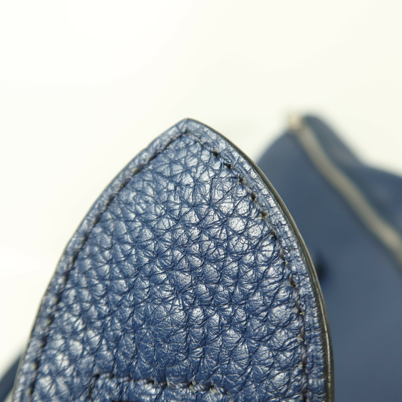 HERMES Clemence皮革Atlas 42銀扣肩背袋Bleu Saphir-6