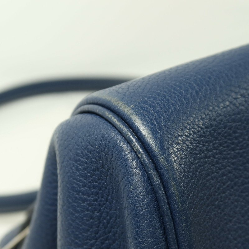 HERMES Clemence皮革Atlas 42銀扣肩背袋Bleu Saphir-9