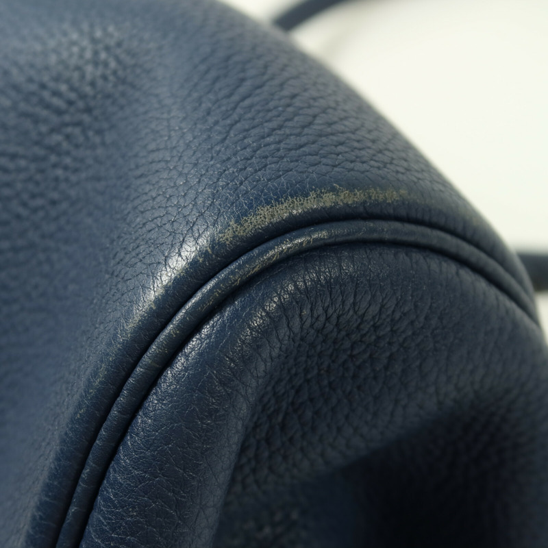 HERMES Clemence皮革Atlas 42銀扣肩背袋Bleu Saphir-10