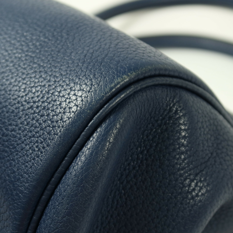 HERMES Clemence皮革Atlas 42銀扣肩背袋Bleu Saphir-12