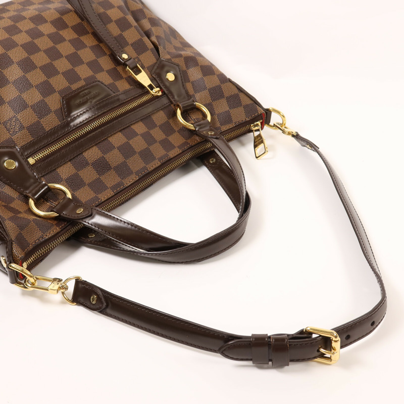 LOUIS VUITTON Damier Evora MM金扣手挽肩背兩用袋-7