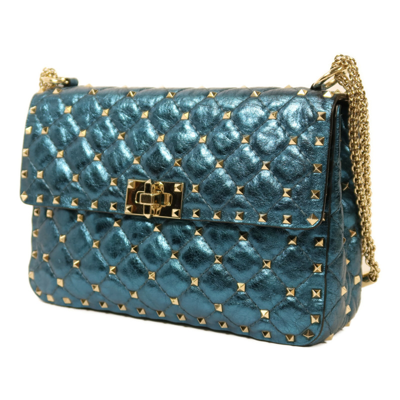 Valentino 牛皮皮革Chain Shoulder銀扣鏈帶肩背袋-2