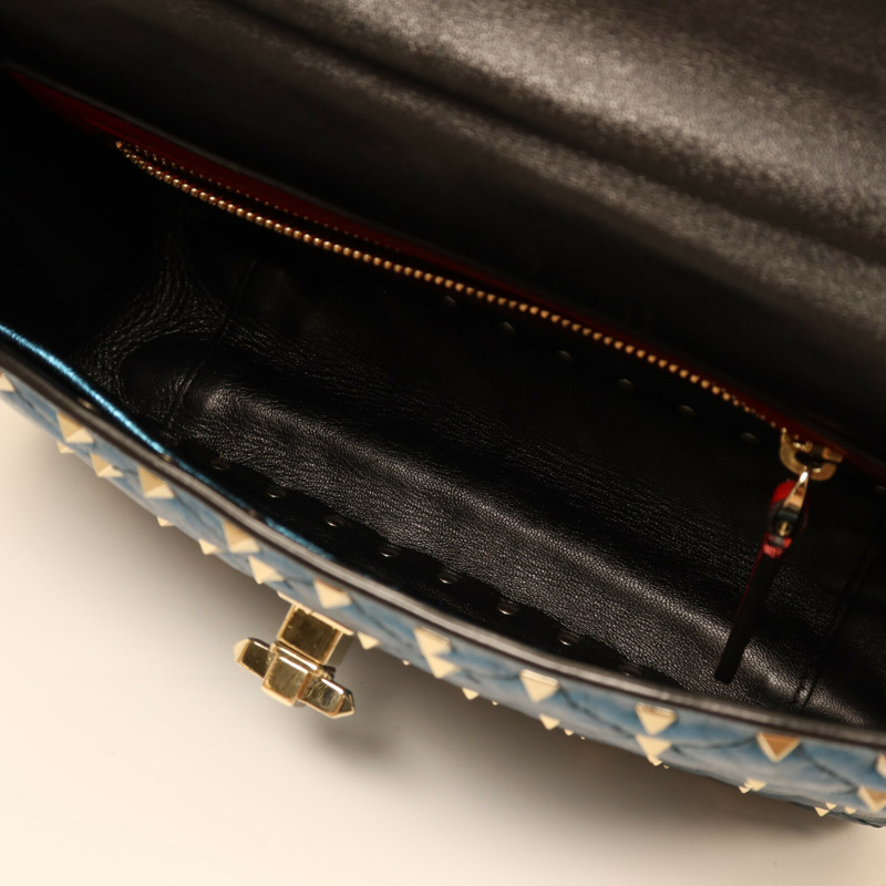 Valentino 牛皮皮革Chain Shoulder銀扣鏈帶肩背袋-4