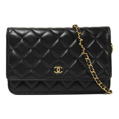 CHANEL 羊皮皮革WOC Wallet on Chain金扣鏈帶肩背袋
