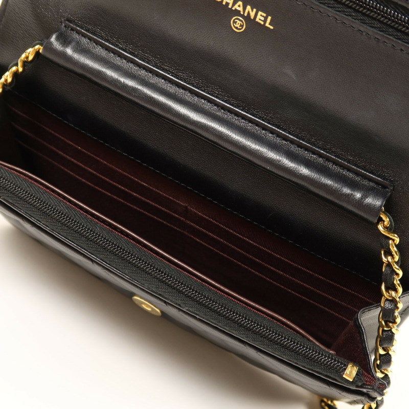 CHANEL 羊皮皮革WOC Wallet on Chain金扣鏈帶肩背袋-4