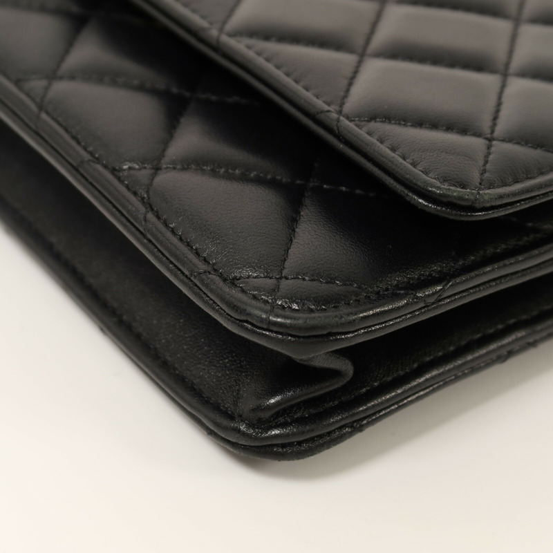 CHANEL 羊皮皮革WOC Wallet on Chain金扣鏈帶肩背袋-10