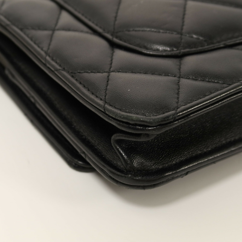 CHANEL 羊皮皮革WOC Wallet on Chain金扣鏈帶肩背袋-11