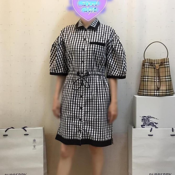 BURBERRY英國黑標黑白格紋洋裝UK6-0