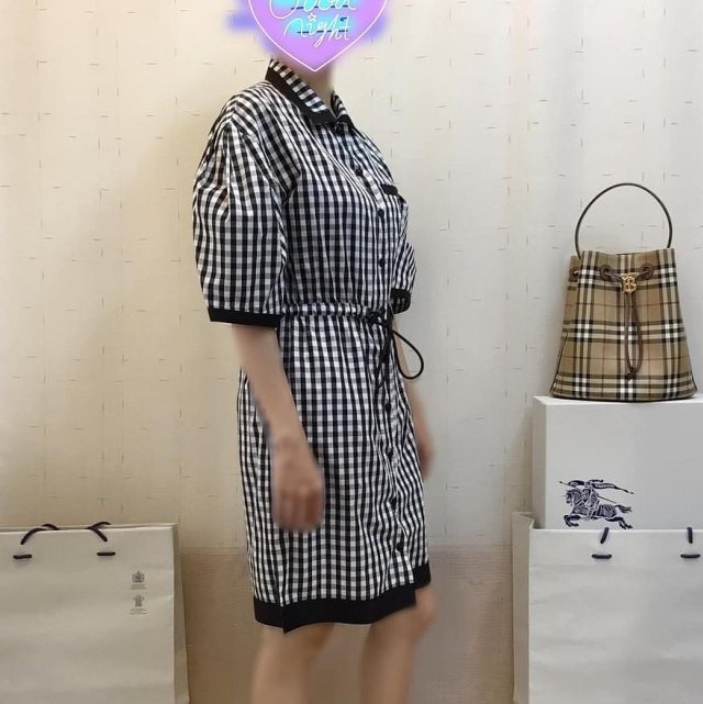 BURBERRY英國黑標黑白格紋洋裝UK6-1