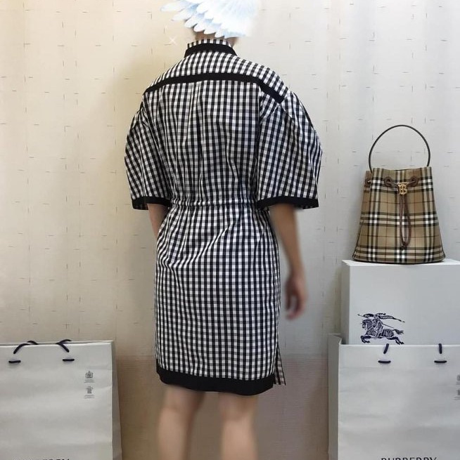 BURBERRY英國黑標黑白格紋洋裝UK6-2