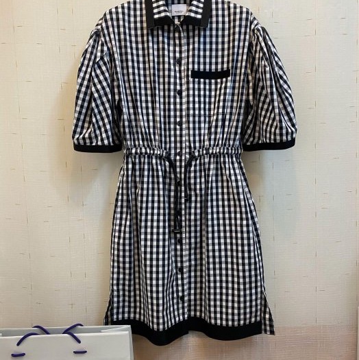 BURBERRY英國黑標黑白格紋洋裝UK6-3