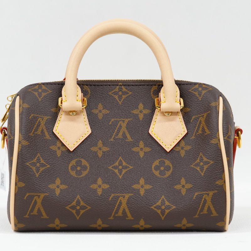 近全新 LouisVuitton/路易威登 Monogram Speedy20 黑色可調節背帶 斜挎包-8