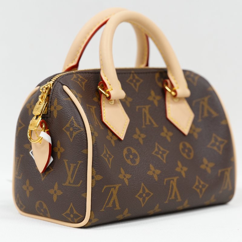近全新 LouisVuitton/路易威登 Monogram Speedy20 黑色可調節背帶 斜挎包-9