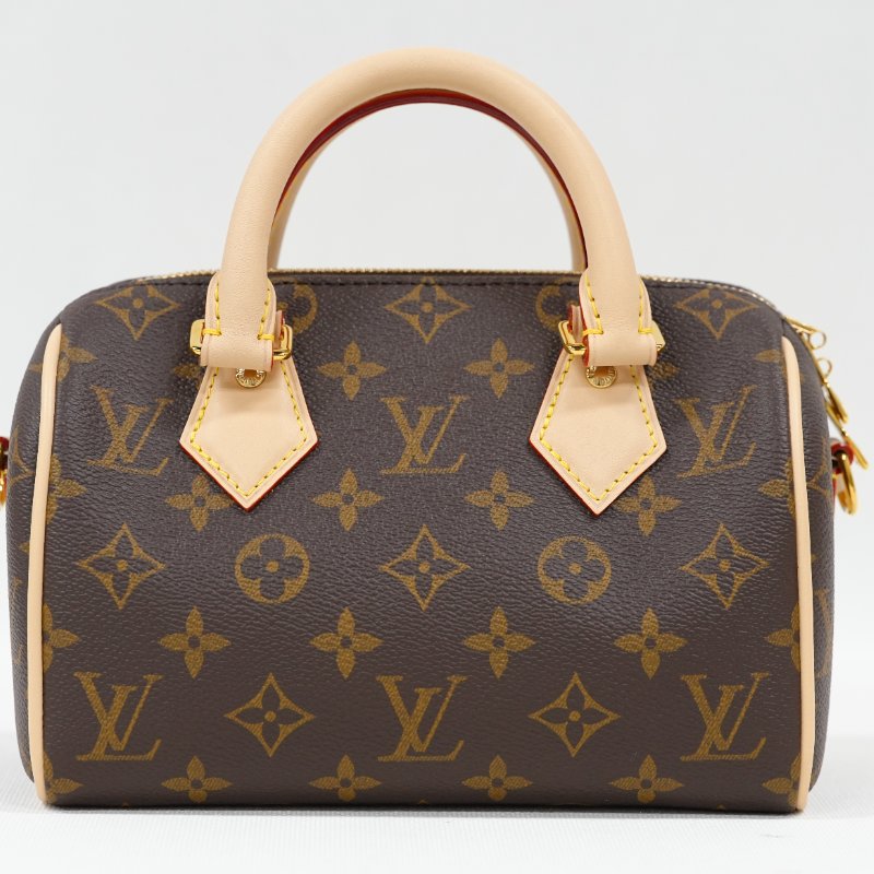 近全新 LouisVuitton/路易威登 Monogram Speedy20 黑色可調節背帶 斜挎包-11