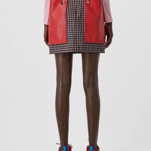 BURBERRY英國黑標酒紅格紋羊毛裙UK6-1