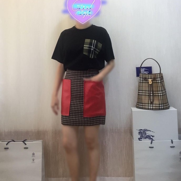 BURBERRY英國黑標酒紅格紋羊毛裙UK6-2