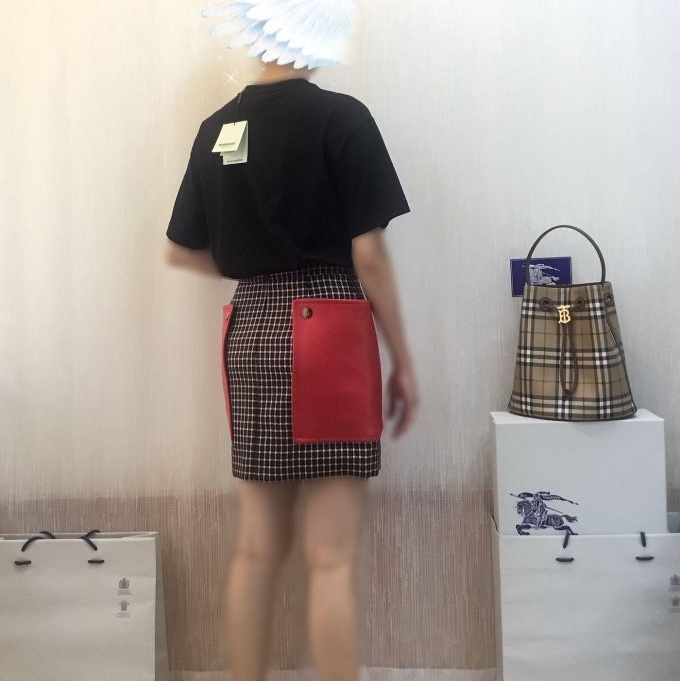 BURBERRY英國黑標酒紅格紋羊毛裙UK6-3