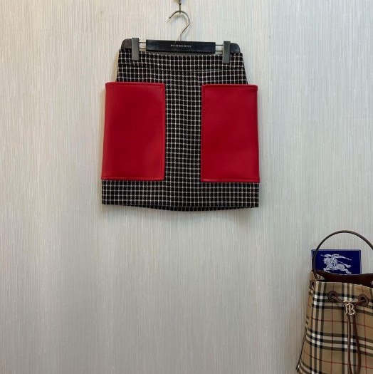 BURBERRY英國黑標酒紅格紋羊毛裙UK6-4