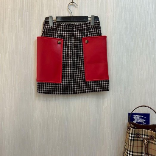 BURBERRY英國黑標酒紅格紋羊毛裙UK6-5