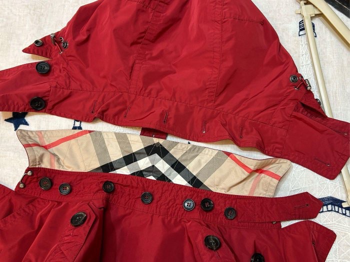 BURBERRY英國紅色塔夫綢短風衣UK4-10