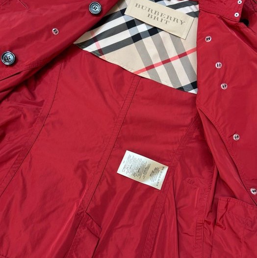 BURBERRY英國紅色塔夫綢短風衣UK4-12