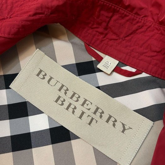 BURBERRY英國紅色塔夫綢短風衣UK4-13