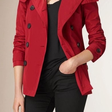 BURBERRY英國紅色塔夫綢短風衣UK4