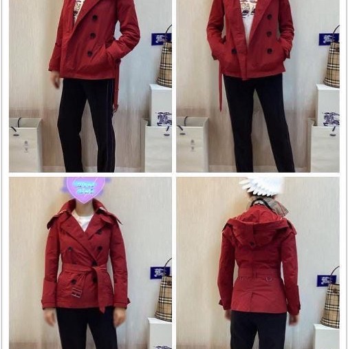BURBERRY英國紅色塔夫綢短風衣UK4-1