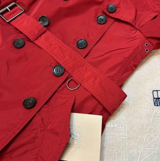 BURBERRY英國紅色塔夫綢短風衣UK4-7