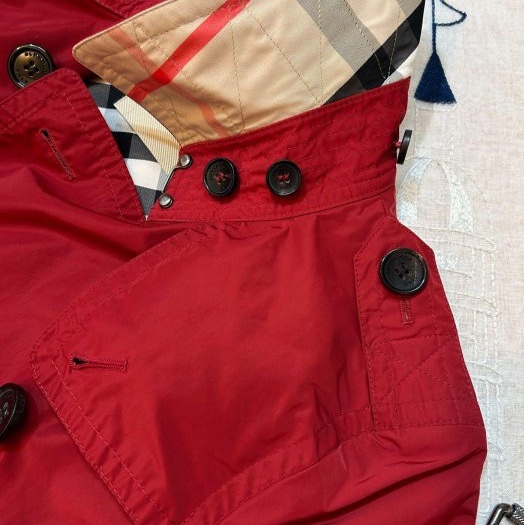 BURBERRY英國紅色塔夫綢短風衣UK4-9