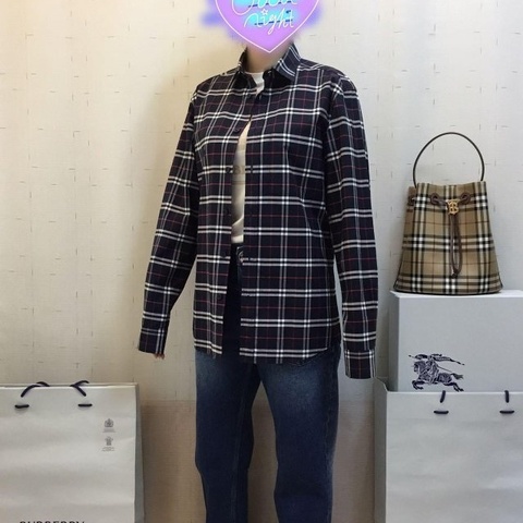 BURBERRY英國黑標男款海軍藍格紋襯衫S
