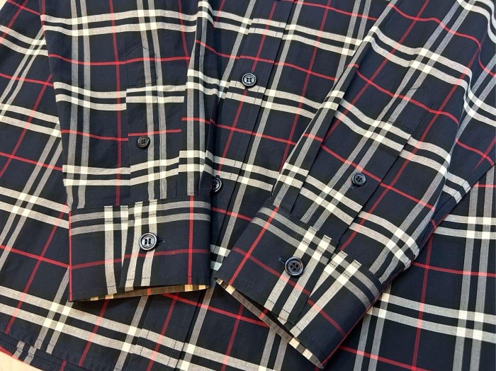 BURBERRY英國黑標男款海軍藍格紋襯衫S-6