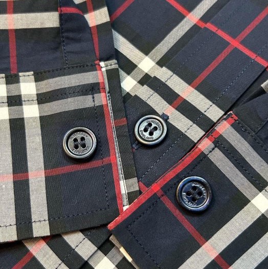 BURBERRY英國黑標男款海軍藍格紋襯衫S-7