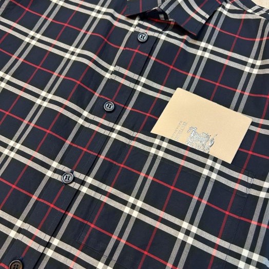 BURBERRY英國黑標男款海軍藍格紋襯衫S-8
