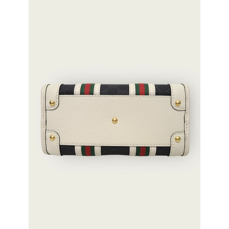 【包稅】GUCCI 白色海軍藍 GG 織帶 Ophidia 手提包-5