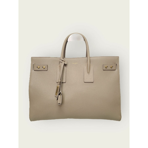 【包稅】SAINT LAURENT 米色 Sac De Jour 超薄托特包 斜背包 大號
