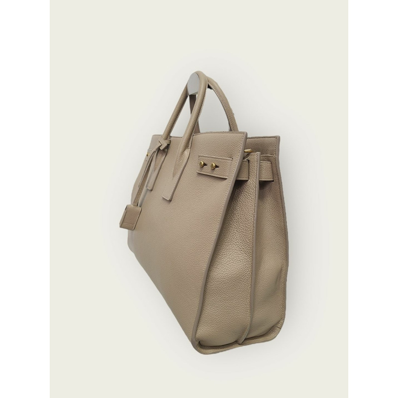 【包稅】SAINT LAURENT 米色 Sac De Jour 超薄托特包 斜背包 大號-1