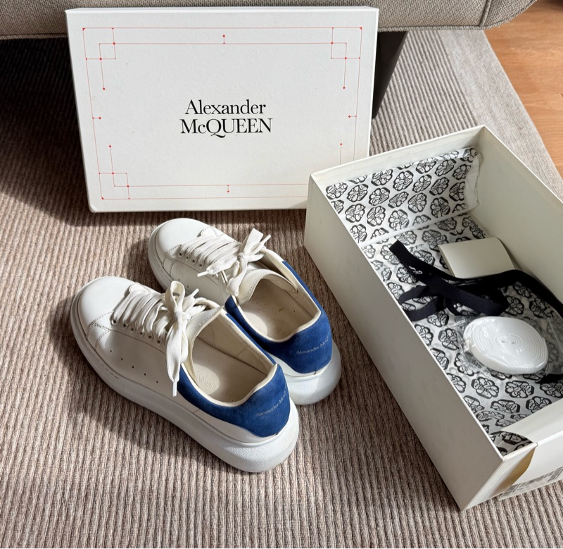 Alexander McQueen 藍尾小白鞋 EU41 休閒鞋 厚底-1
