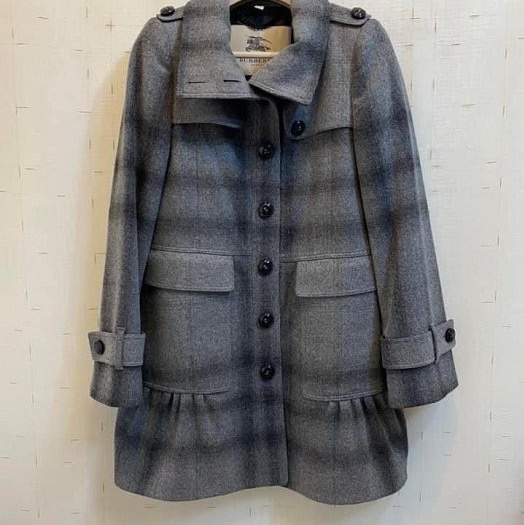 BURBERRY英國黑標灰格紋洋裝大衣UK4-3