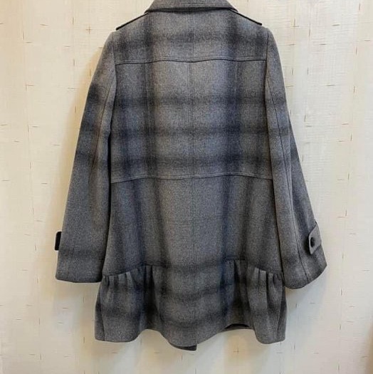 BURBERRY英國黑標灰格紋洋裝大衣UK4-4