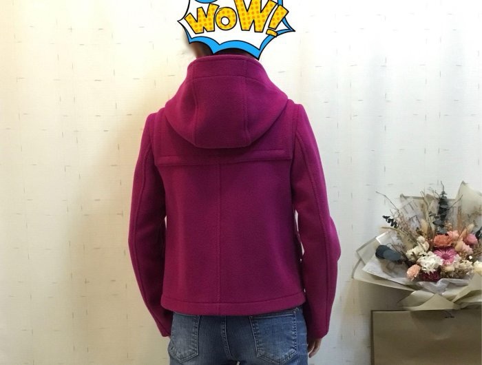 BURBERRY BRIT桃紫色牛角扣連帽外套UK6-2