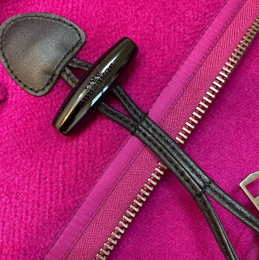 BURBERRY BRIT桃紫色牛角扣連帽外套UK6-8