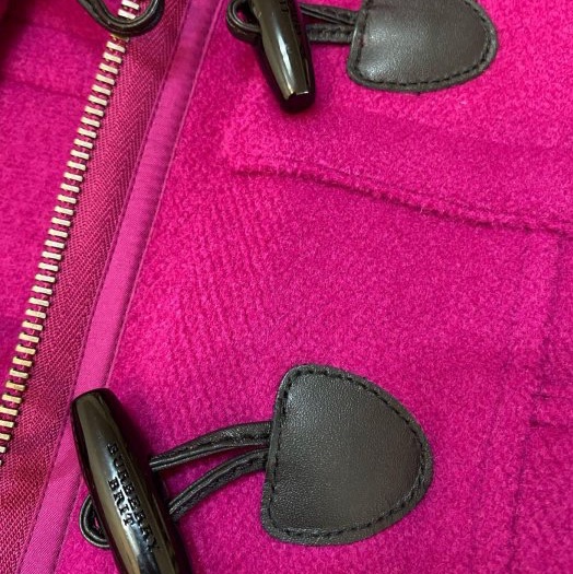 BURBERRY BRIT桃紫色牛角扣連帽外套UK6-9