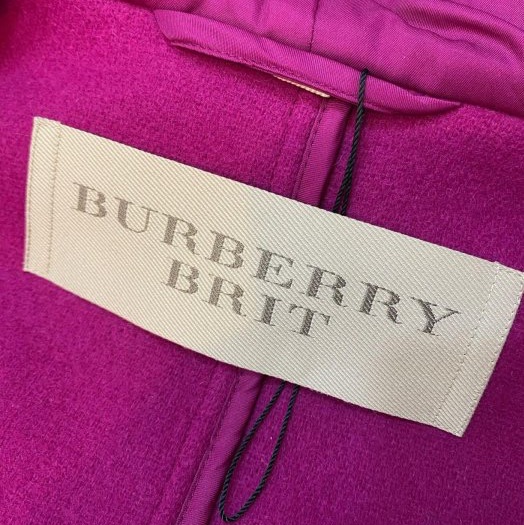 BURBERRY BRIT桃紫色牛角扣連帽外套UK6-12