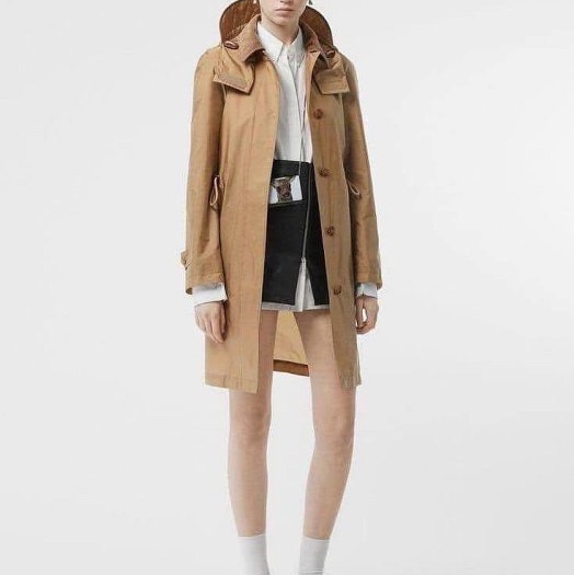 BURBERRY英國蜜色塔夫綢風雪大衣UK6-0