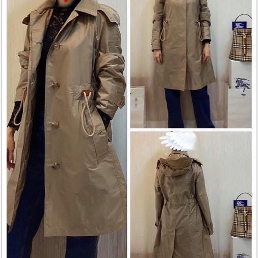 BURBERRY英國蜜色塔夫綢風雪大衣UK6-1