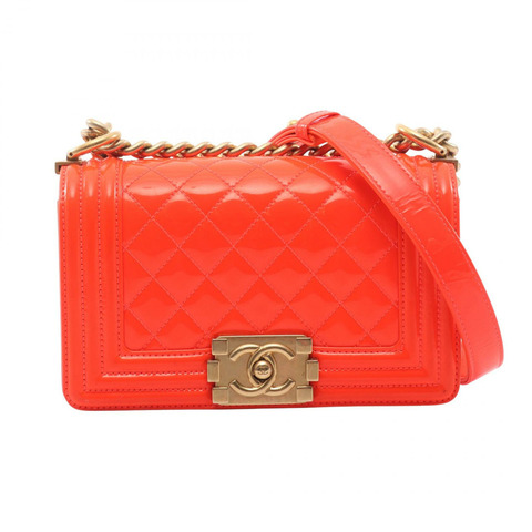 香奈兒 Boy Chanel 小號鏈條單背包 A67085 紅色漆皮二手金色五金 CC