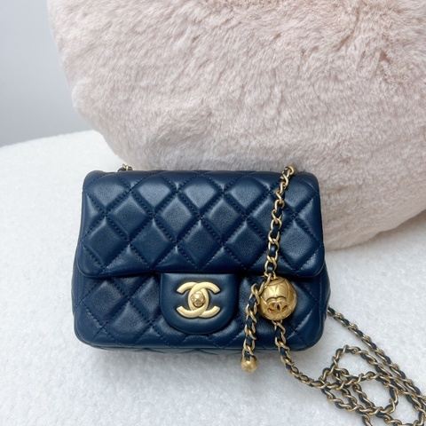 Chanel cf17 深藍色金球方胖子